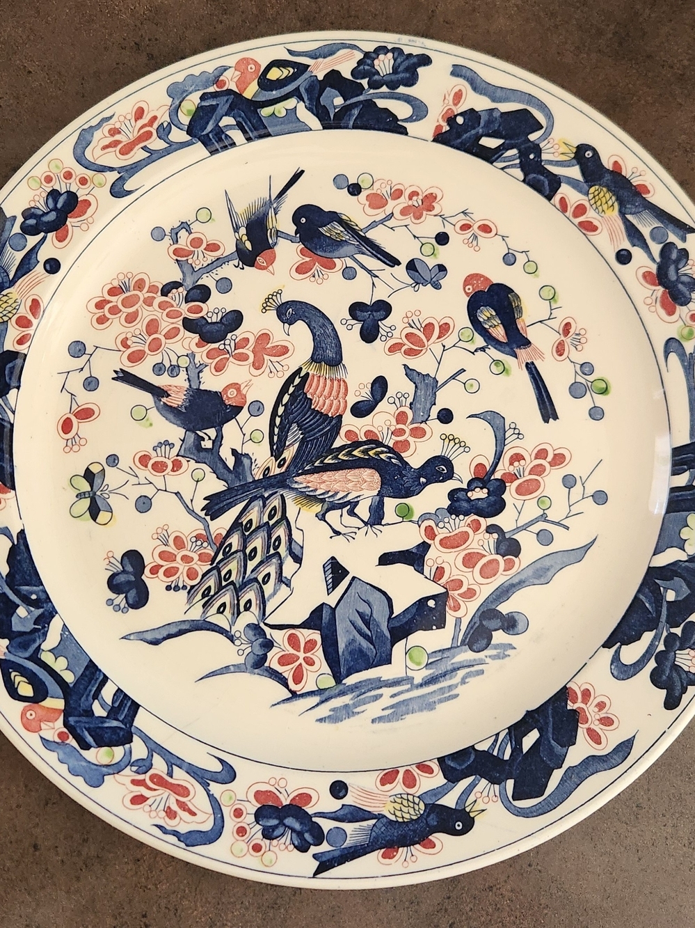Vintage Japanese Amari Asian Bluebird Platter 16.5"